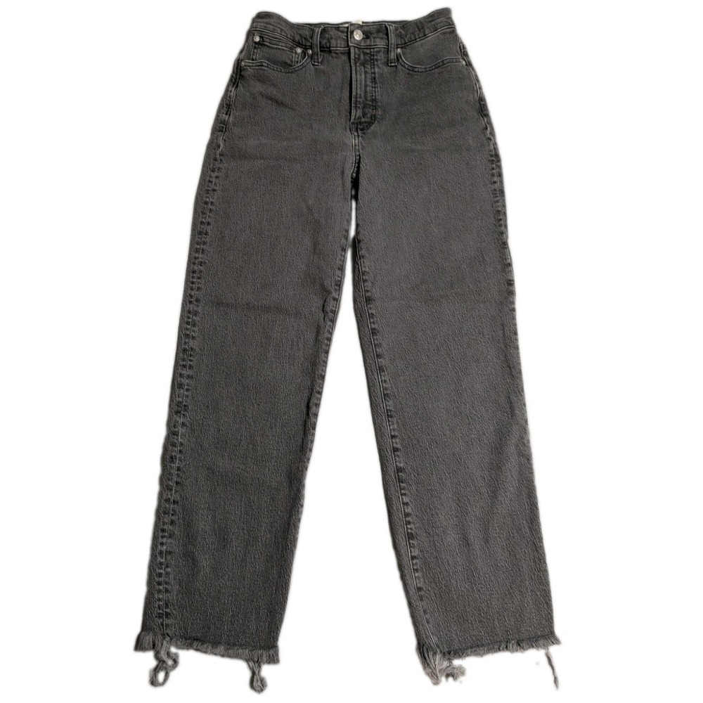 Madewell Perfect Vintage Straight Jeans‎ Womens 26 Gray High Rise Raw Hem Crop